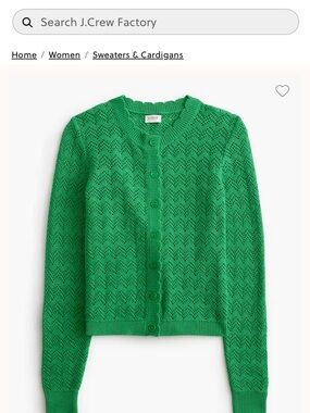 NWT J. Crew Factory Emerald Pointelle Button-Front Cardigan